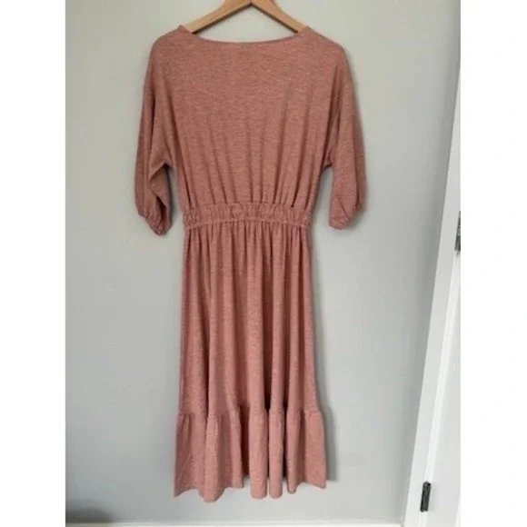 Ann Taylor Midi Dress Knit Drawstring Waist Casual Pink XS NWT $130 - Picture 6 of 12